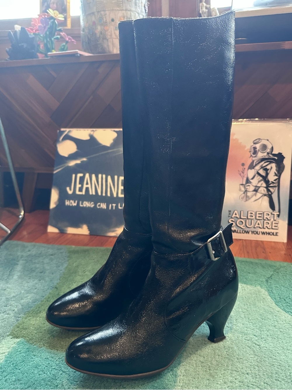 Fluevog VINT. EXCELLENT Blind Faith Donna tall black patent boots- 9.5 (fits 9)